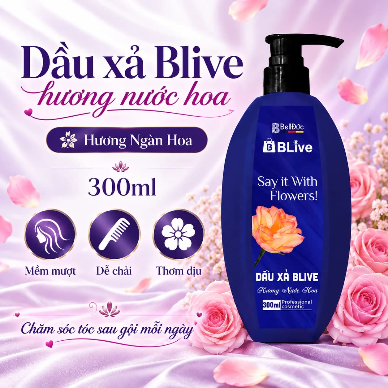 Dầu Xả Cao Cấp Bive Hương Nước Hoa 300ml