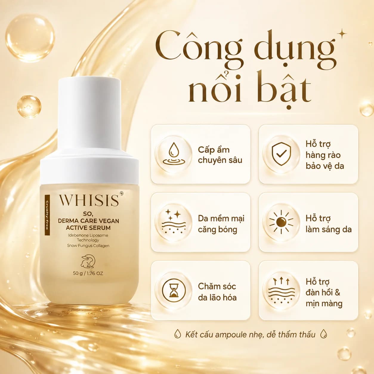 Serum & Tinh chất Thuần Chay 2in1 WHISIS So, Derma Care Vegan Ampuole Serum 2in1 (45ml)