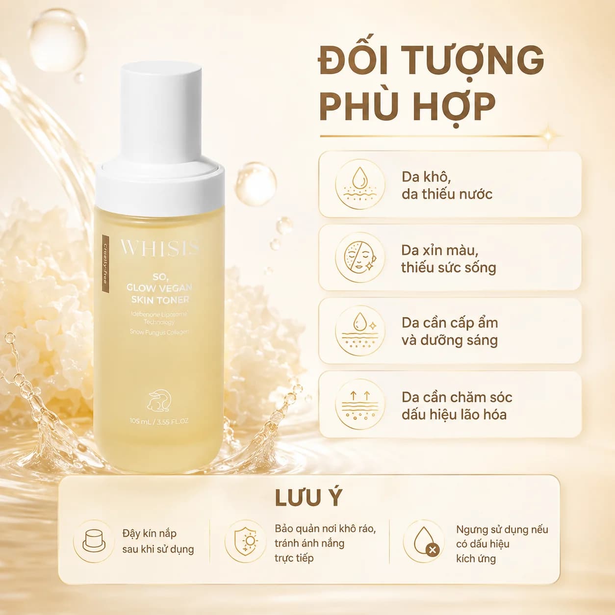 Toner Thuần Chay Cao Cấp WHISIS So, Glow Vegan Skin Toner Thuần Chay 110 ml