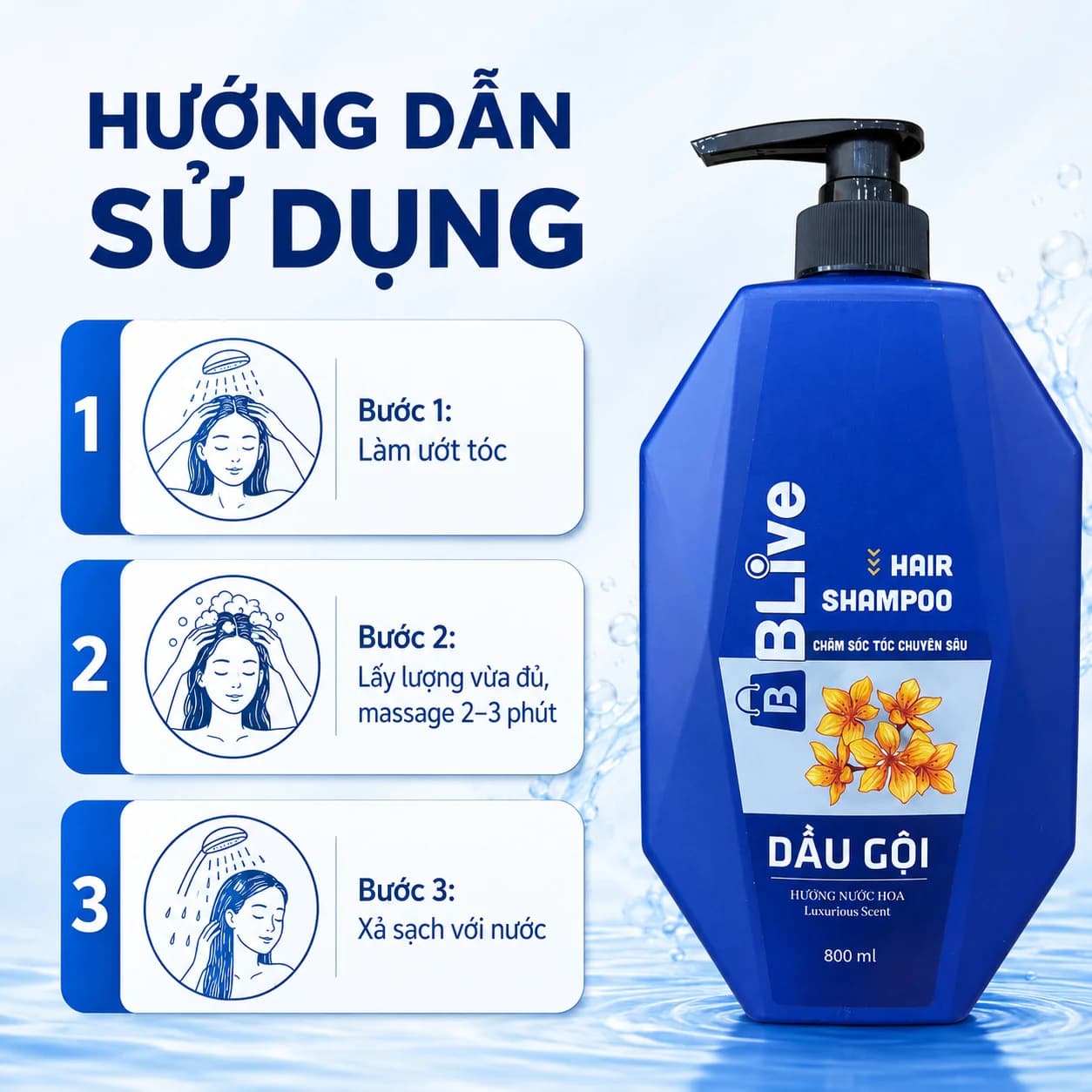 Dầu Gội Cao Cấp Blive Hương Nước Hoa 800ml (Trám Xanh)
