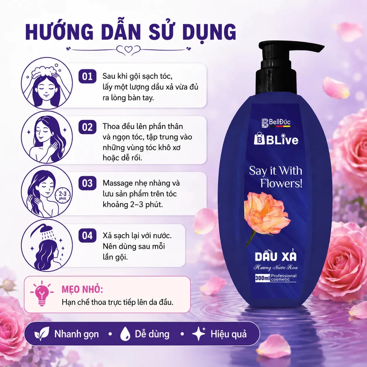 Dầu Xả Cao Cấp Bive Hương Nước Hoa 300ml