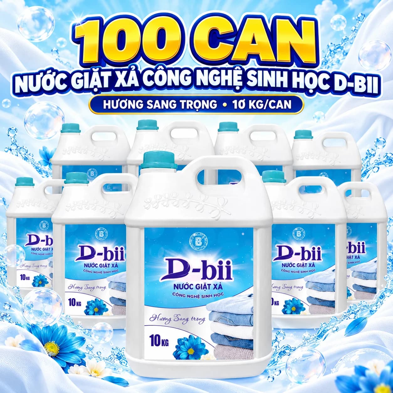 Mua Sỉ 100 Can (Tương Đương 242.080đ/Can 10kg) Nước Giặt Xả Công Nghệ Sinh Học Dbii Hương Sang Trọng