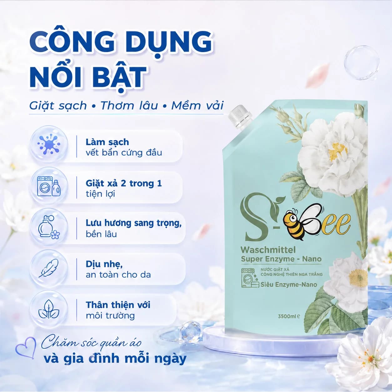 3,5kg Túi Nước Giặt Xả Dbii hương Tình Yêu Gia Đình