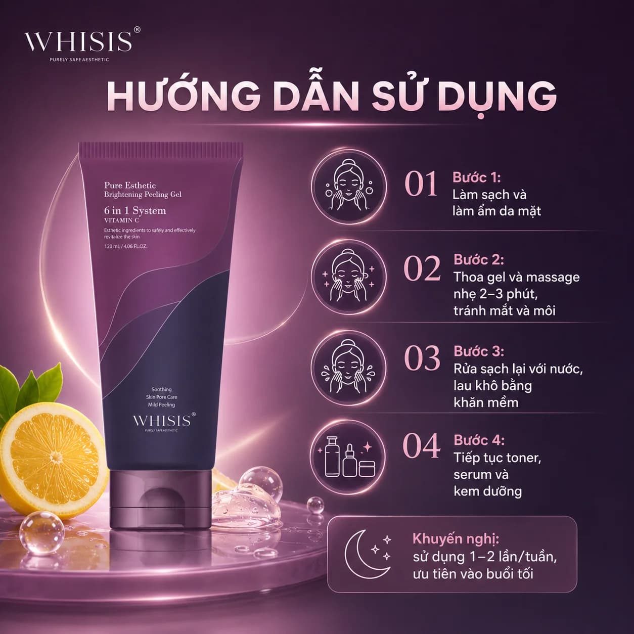 Tẩy Tế Bào Chết Da Mặt Dưỡng Trắng WHISIS Pure Esthetic Brightening Peeling Gel (120ml)