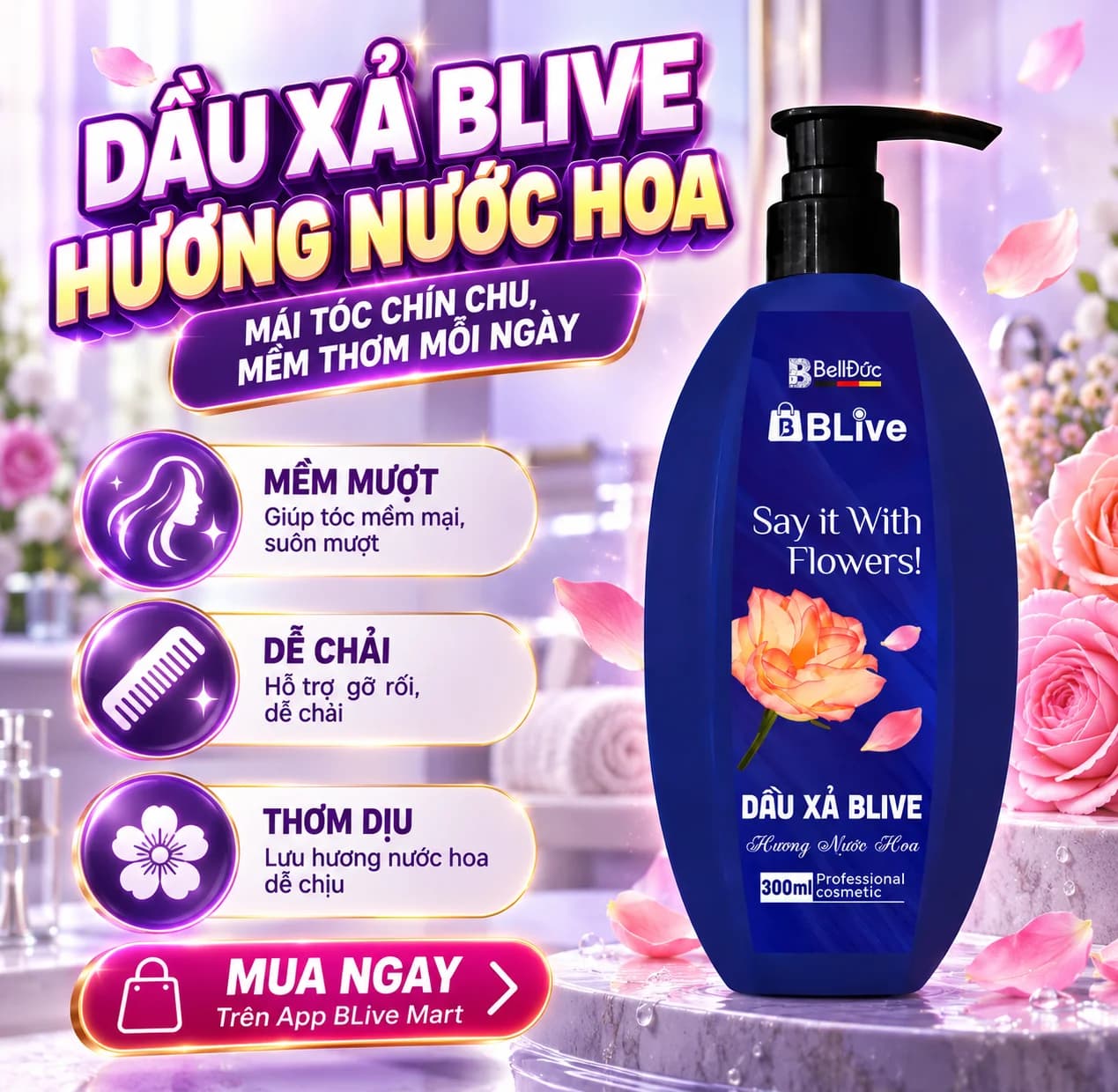 Dầu Xả Cao Cấp Bive Hương Nước Hoa 300ml