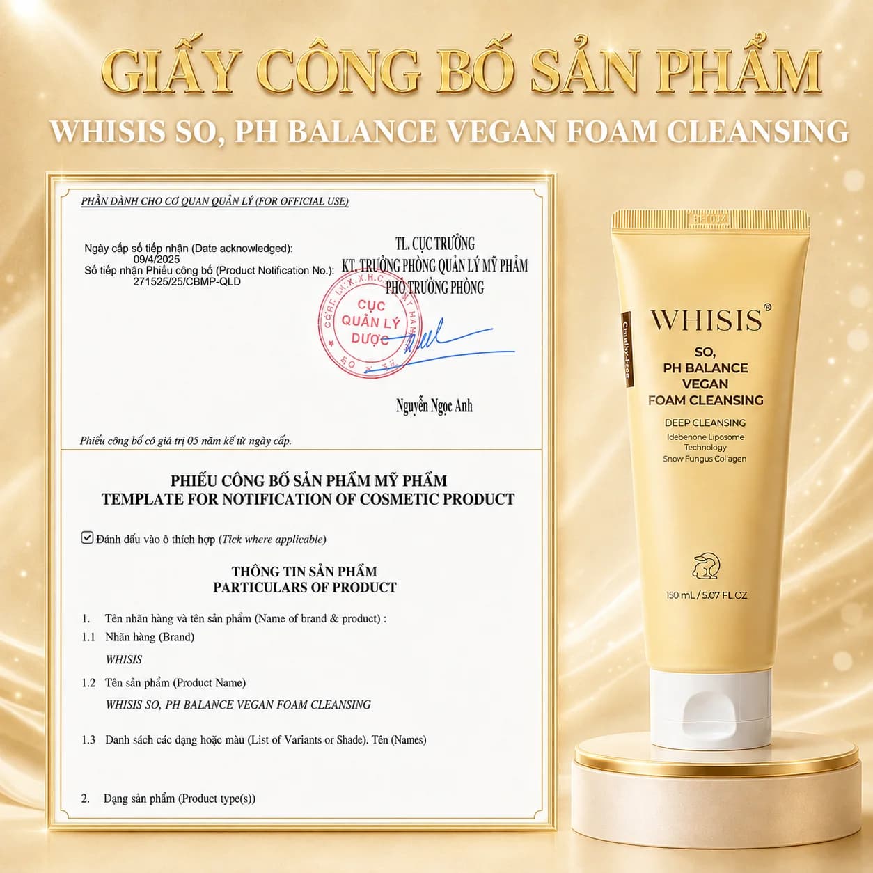 Sữa Rửa Mặt Thuần chay WHISIS So, PH balance vegan foam cleansing (150ml)