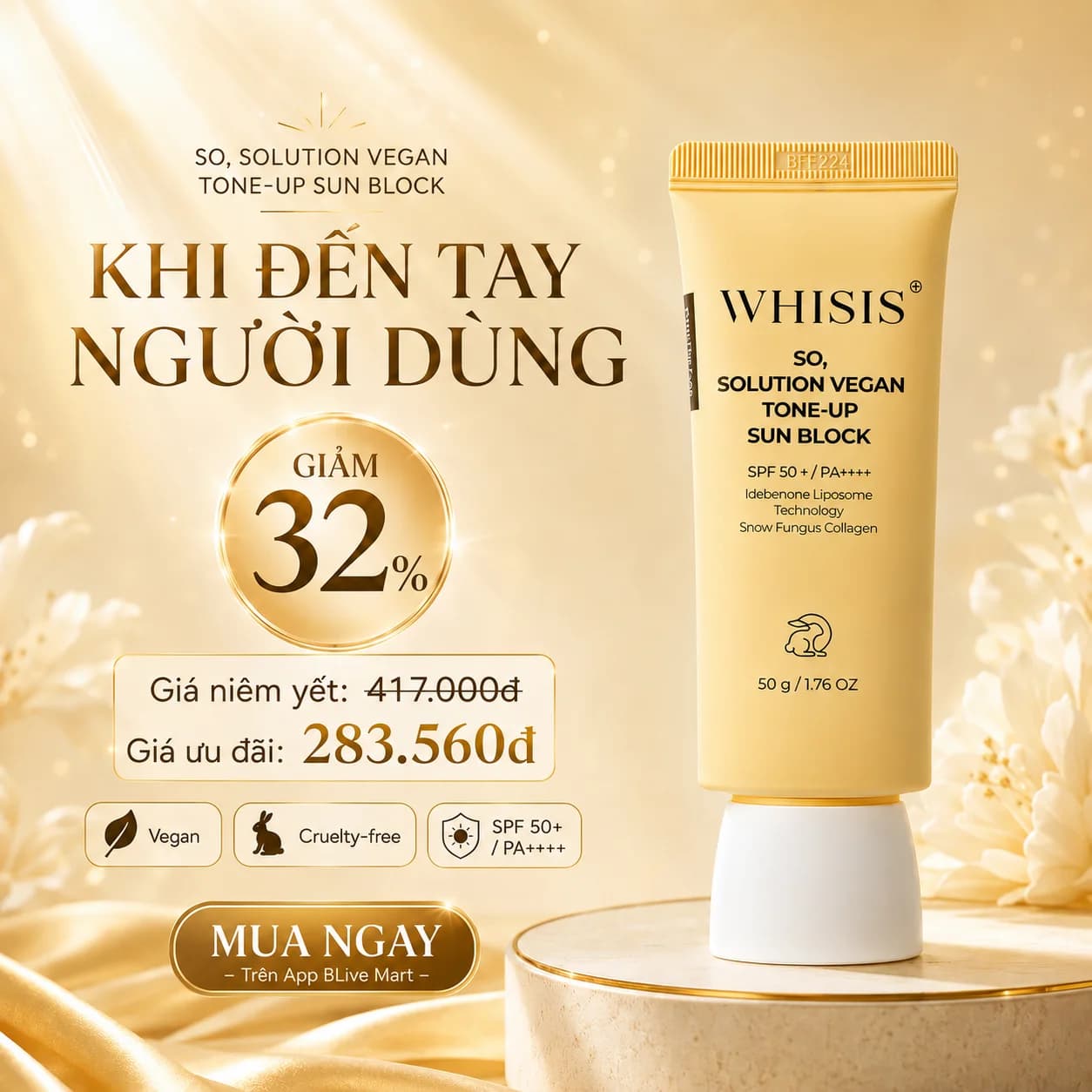 Kem Chống Nắng Đa Tầng Thuần Chay WHISIS So, Solution Vegan Tone-up Sun Block (50g)
