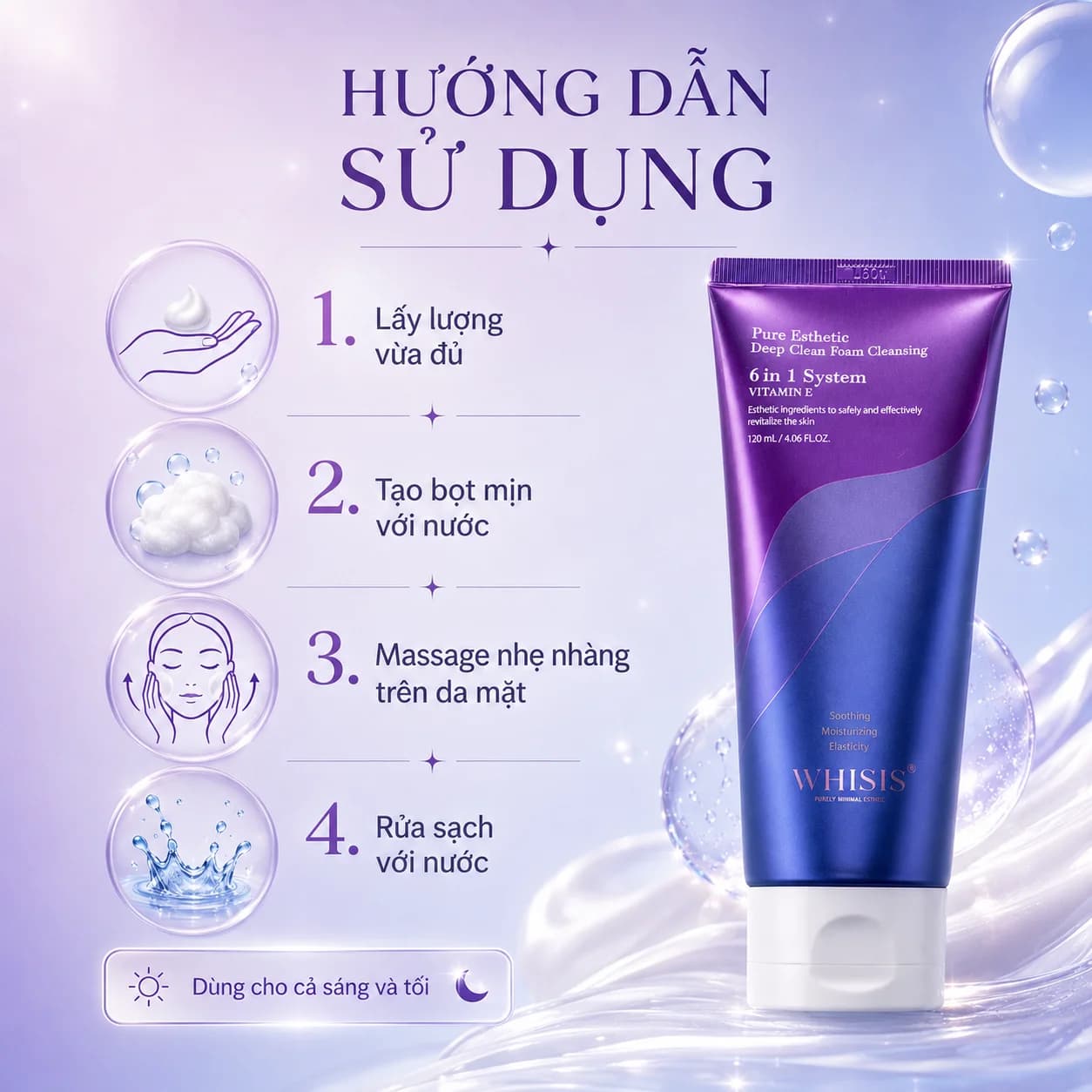 Sữa rửa mặt Vitamin E WHISIS Pure Esthetic Deep Cleaning Foam VITAMIN E (120ml)