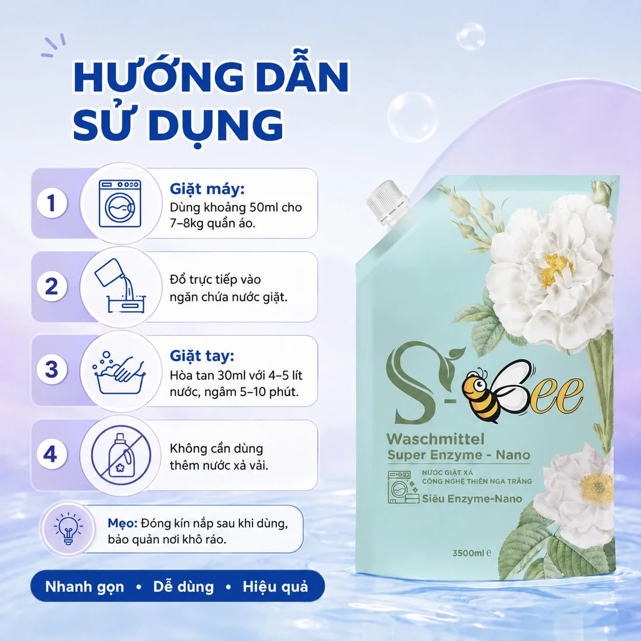 3,5kg Túi Nước Giặt Xả Dbii hương Tình Yêu Gia Đình