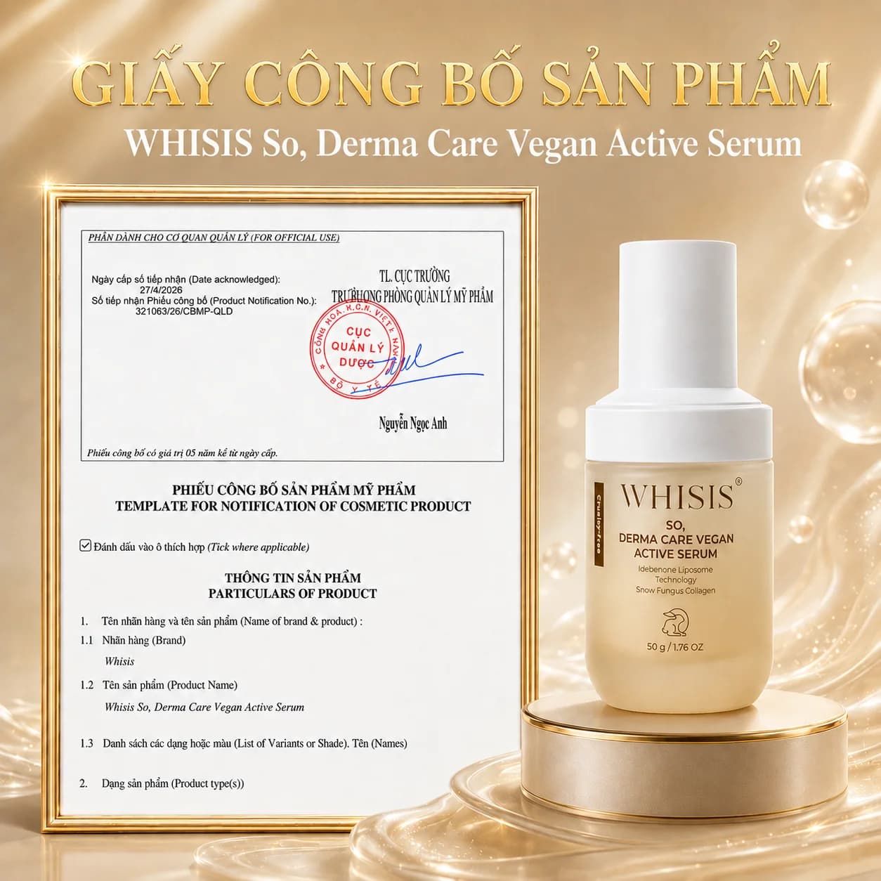 Serum & Tinh chất Thuần Chay 2in1 WHISIS So, Derma Care Vegan Ampuole Serum 2in1 (45ml)
