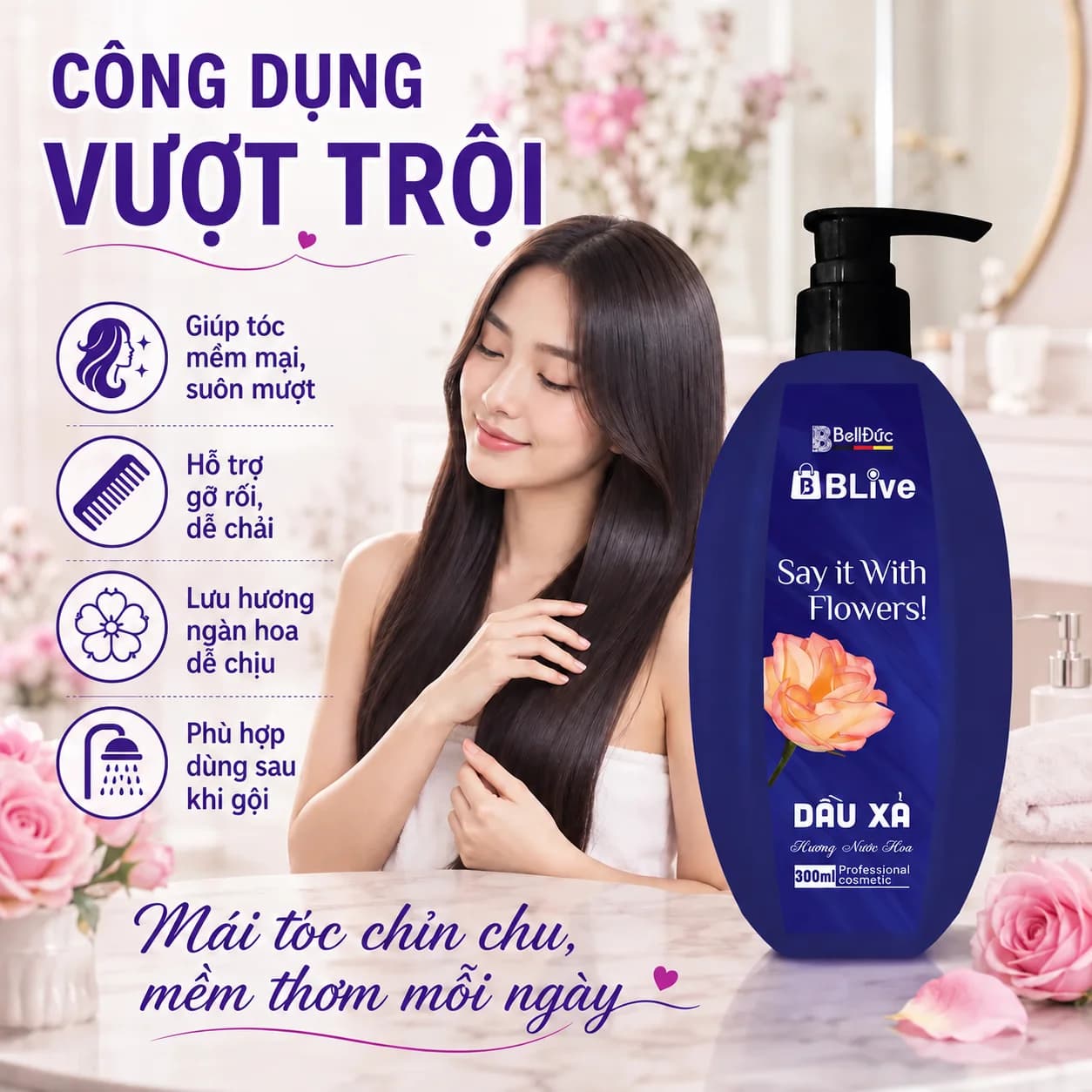 Dầu Xả Cao Cấp Bive Hương Nước Hoa 300ml