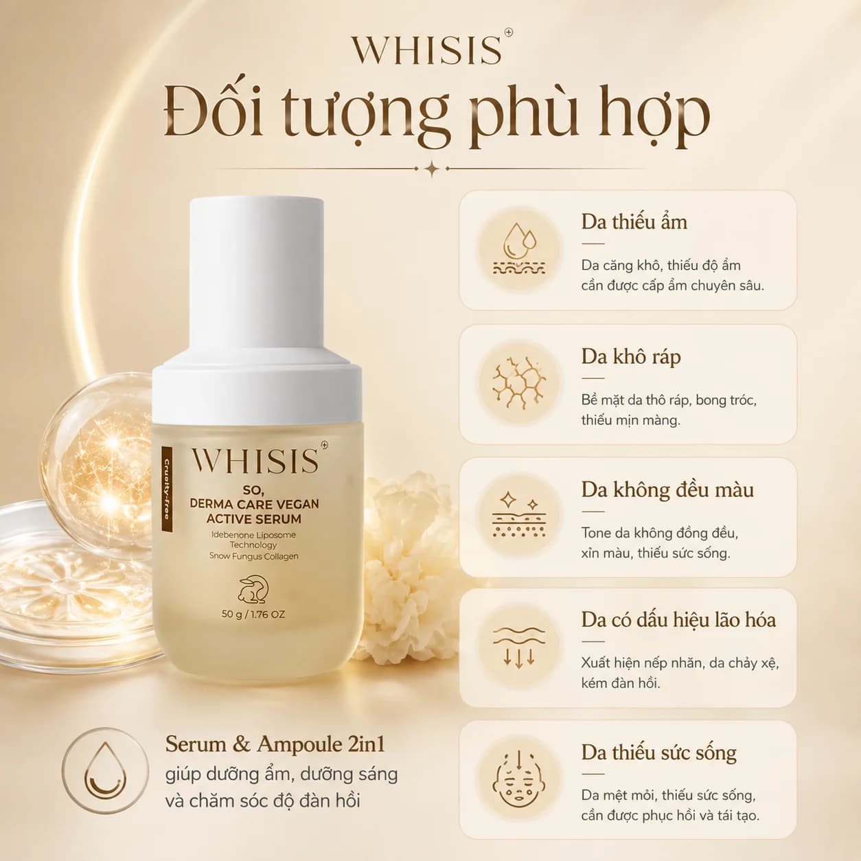 Serum & Tinh chất Thuần Chay 2in1 WHISIS So, Derma Care Vegan Ampuole Serum 2in1 (45ml)