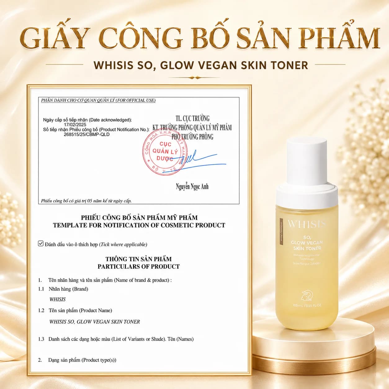 Toner Thuần Chay Cao Cấp WHISIS So, Glow Vegan Skin Toner Thuần Chay 110 ml