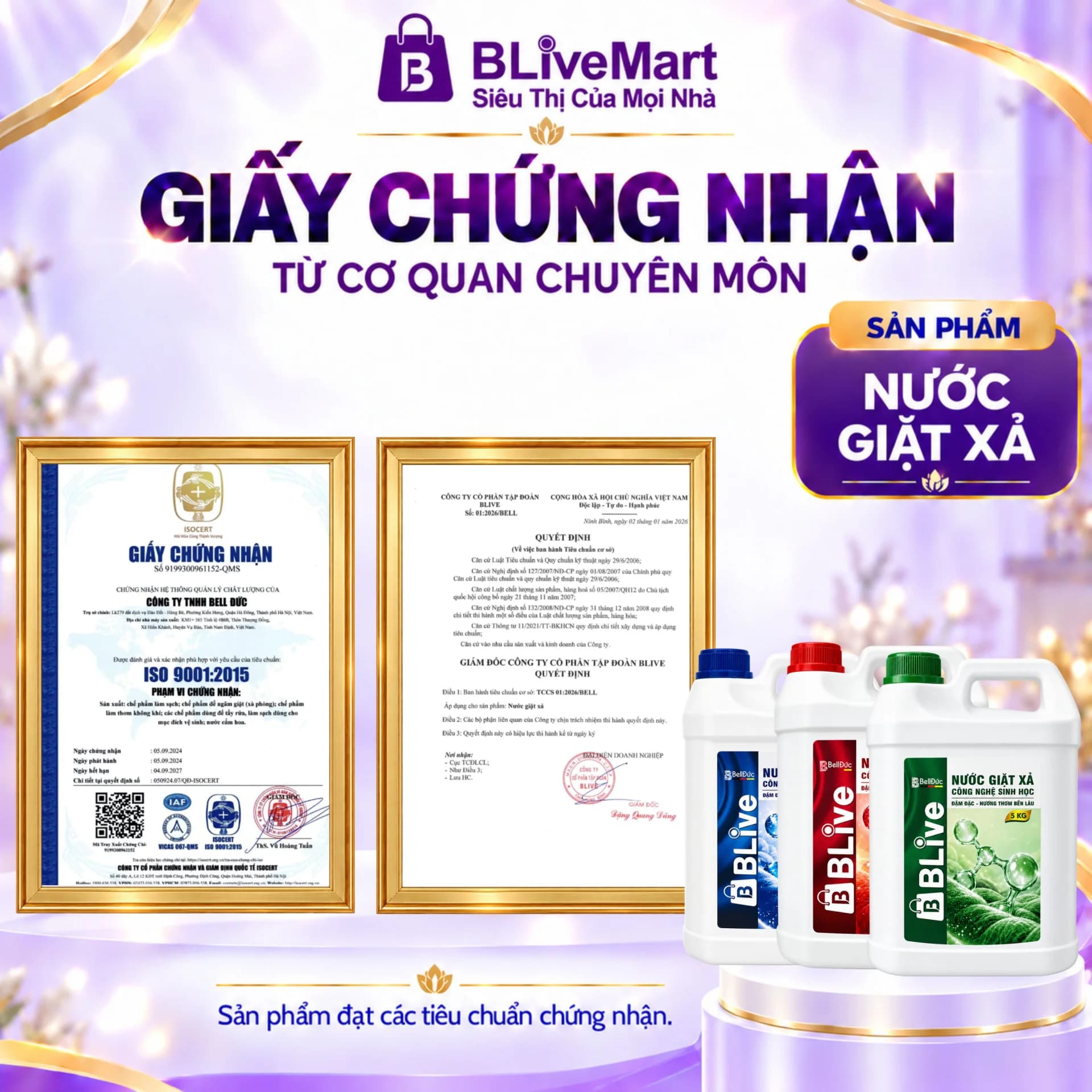 5kg Nước Giặt Xả Cao Cấp Công Nghệ Sinh Học Blive (Xanh Lá)