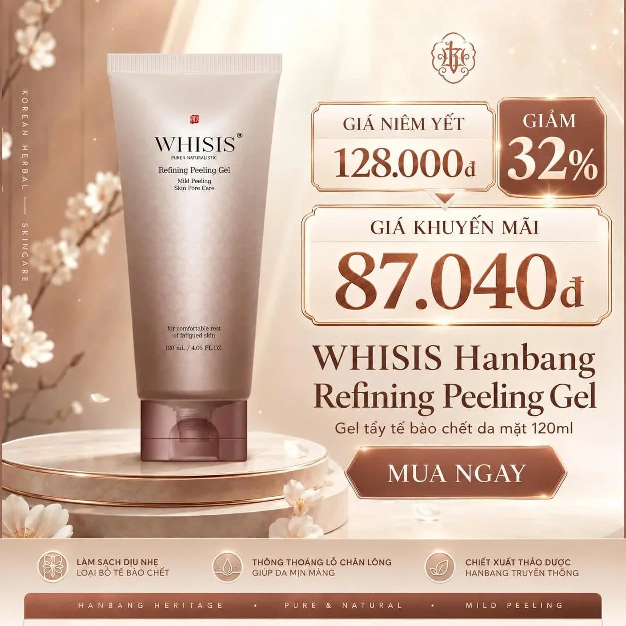 Tẩy Tế Bào Chết Da Mặt Chống Lão Hóa WHISIS Hanbang Refining Peeling Gel (120ml)