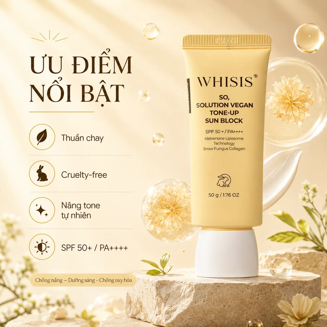 Kem Chống Nắng Đa Tầng Thuần Chay WHISIS So, Solution Vegan Tone-up Sun Block (50g)