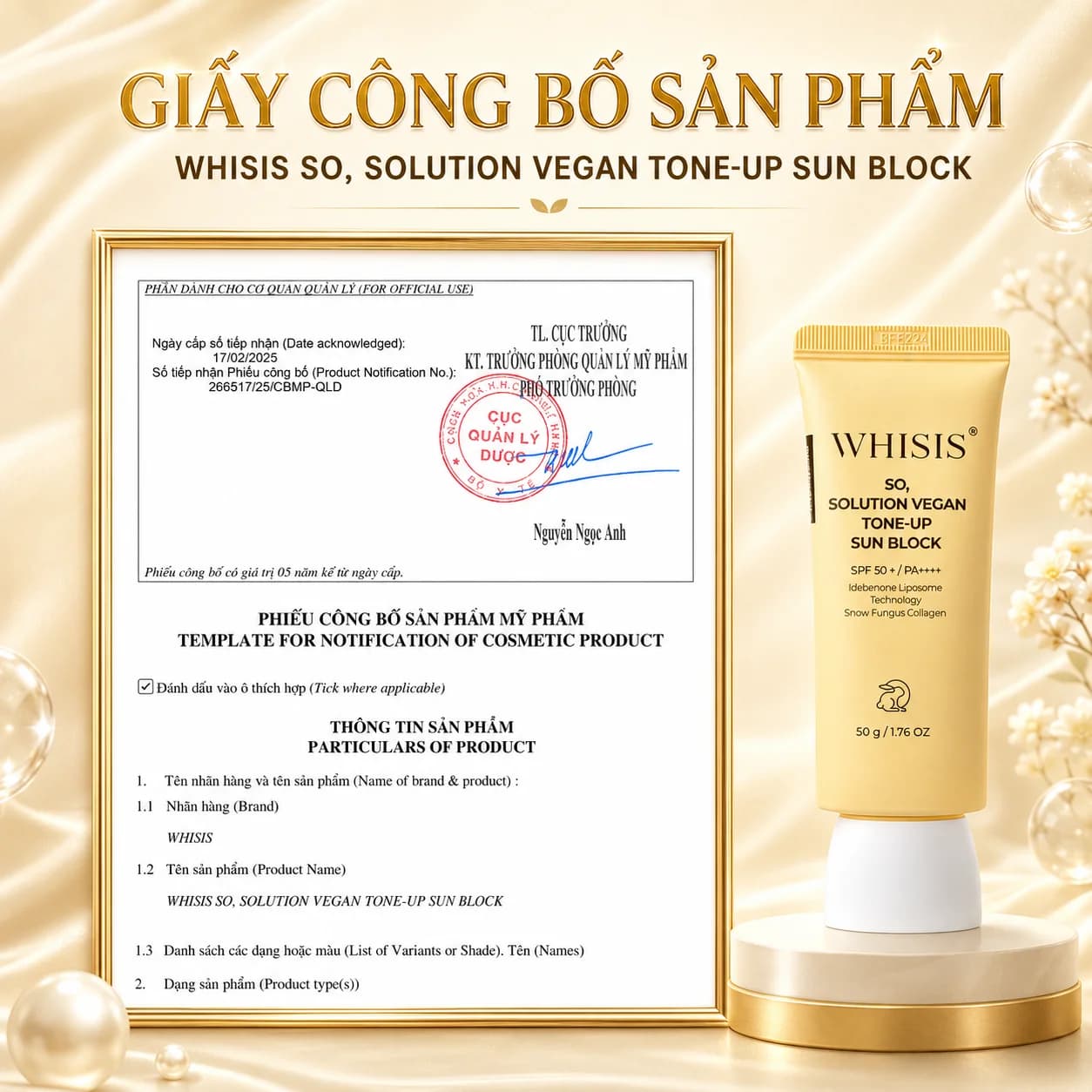 Kem Chống Nắng Đa Tầng Thuần Chay WHISIS So, Solution Vegan Tone-up Sun Block (50g)