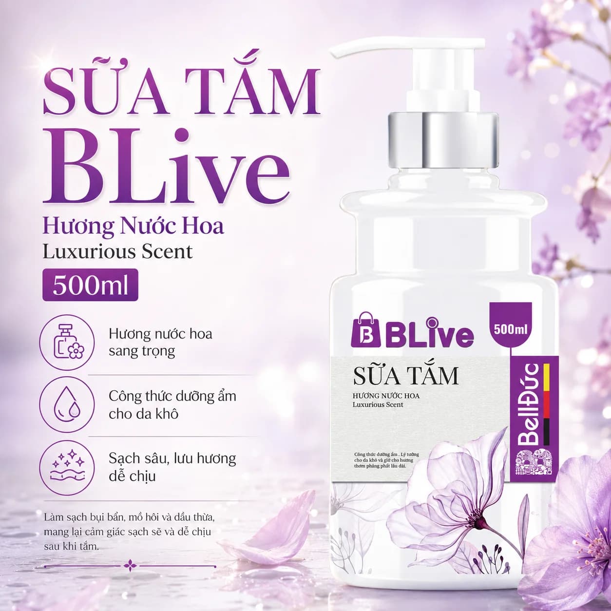 Sữa Tắm Cao Cấp Blive Hương Nước Hoa 500ml