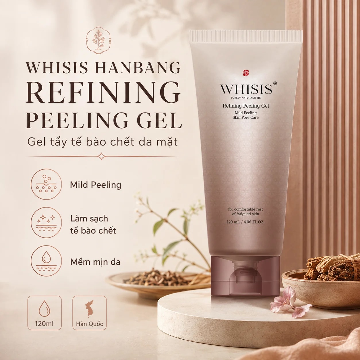 Tẩy Tế Bào Chết Da Mặt Chống Lão Hóa WHISIS Hanbang Refining Peeling Gel (120ml)