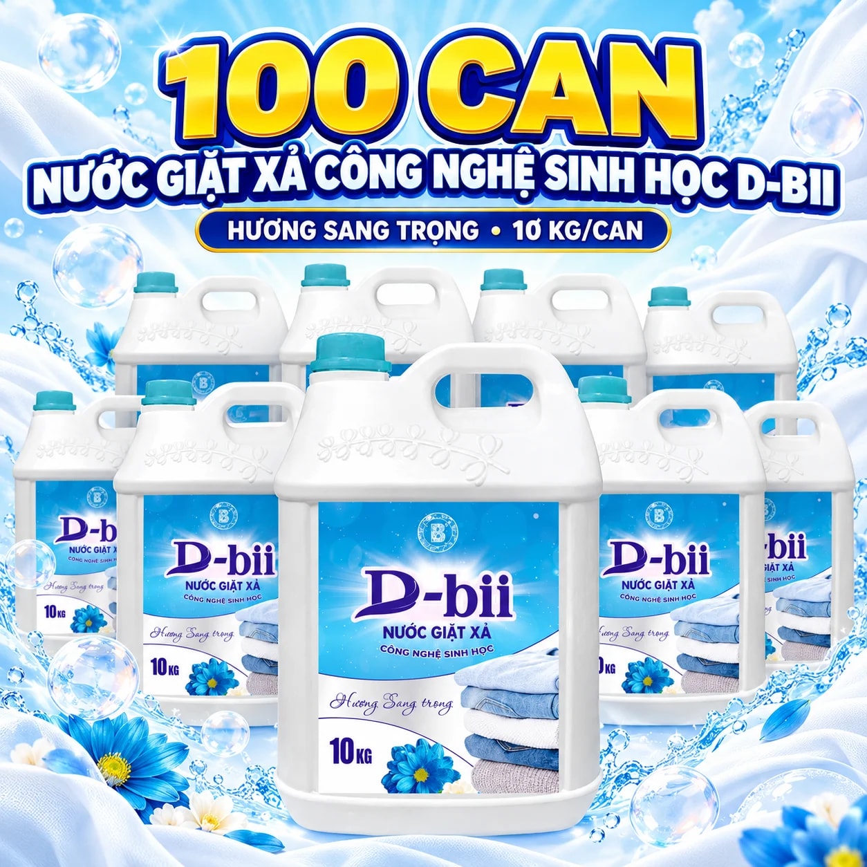 Mua Sỉ 100 Can (Tương Đương 242.080đ/Can 10kg) Nước Giặt Xả Công Nghệ Sinh Học Dbii Hương Sang Trọng