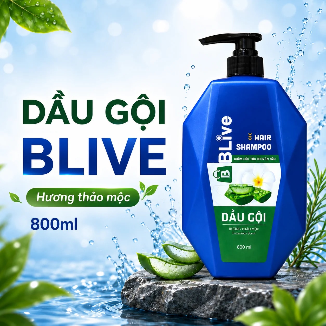 Dầu Gội Cao Cấp Blive Hương Thảo Mộc 800ml (Trám Xanh)