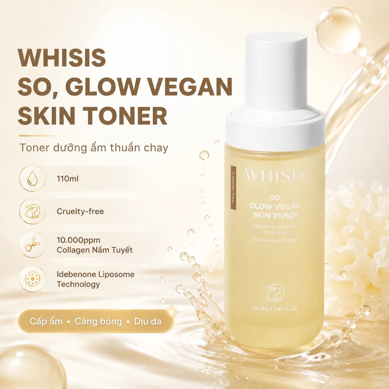Toner Thuần Chay Cao Cấp WHISIS So, Glow Vegan Skin Toner Thuần Chay 110 ml