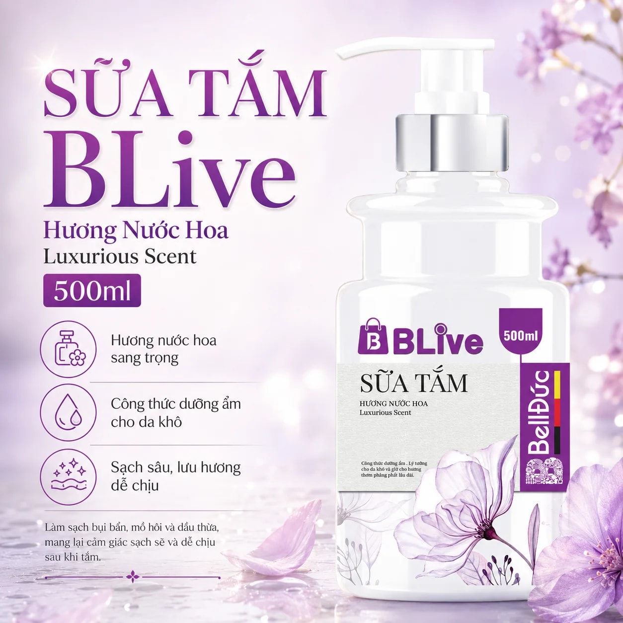 Sữa Tắm Cao Cấp Blive Hương Nước Hoa 500ml