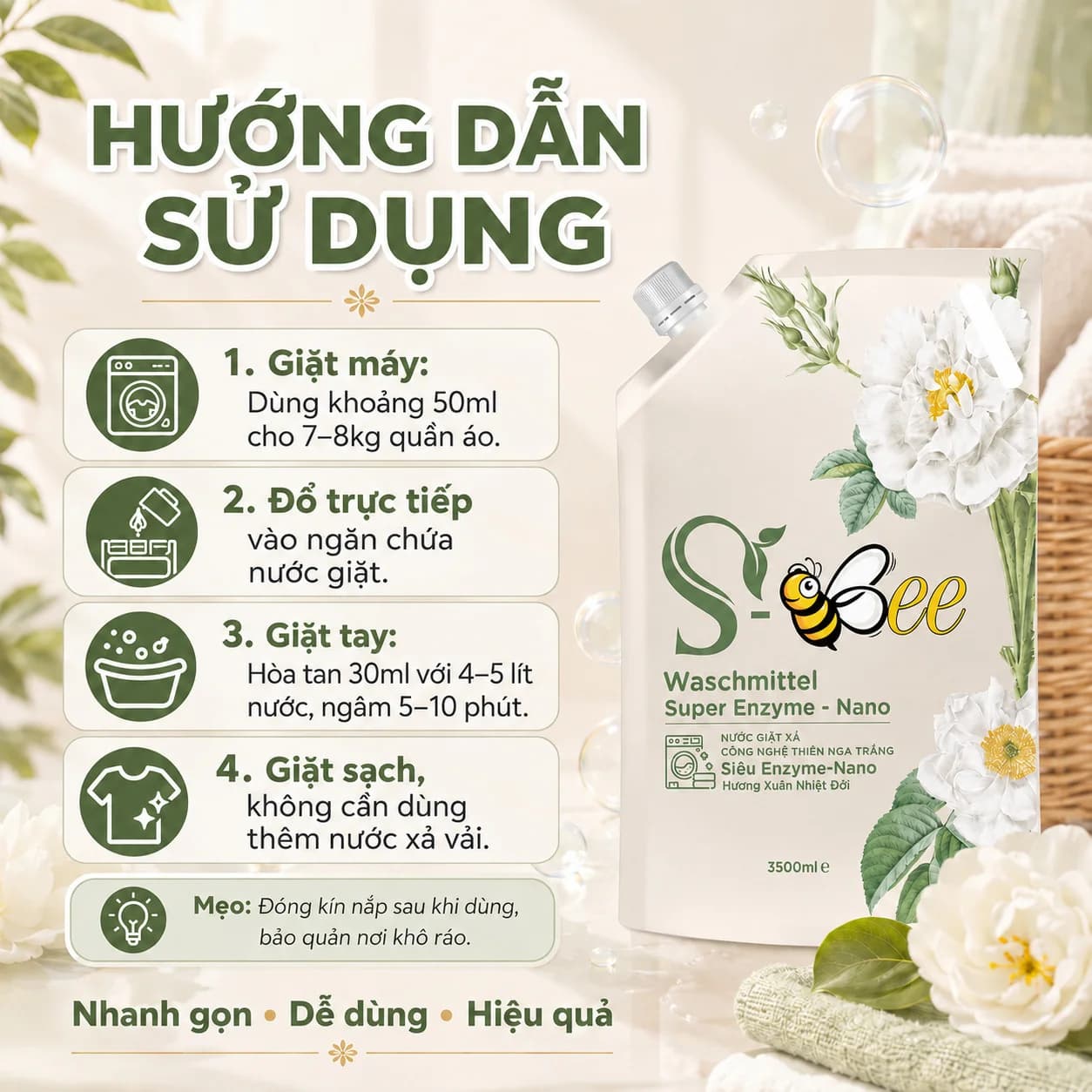3,5Kg Túi Nước Giặt Xả Dbii Hương Xuân Nhiệt Đới