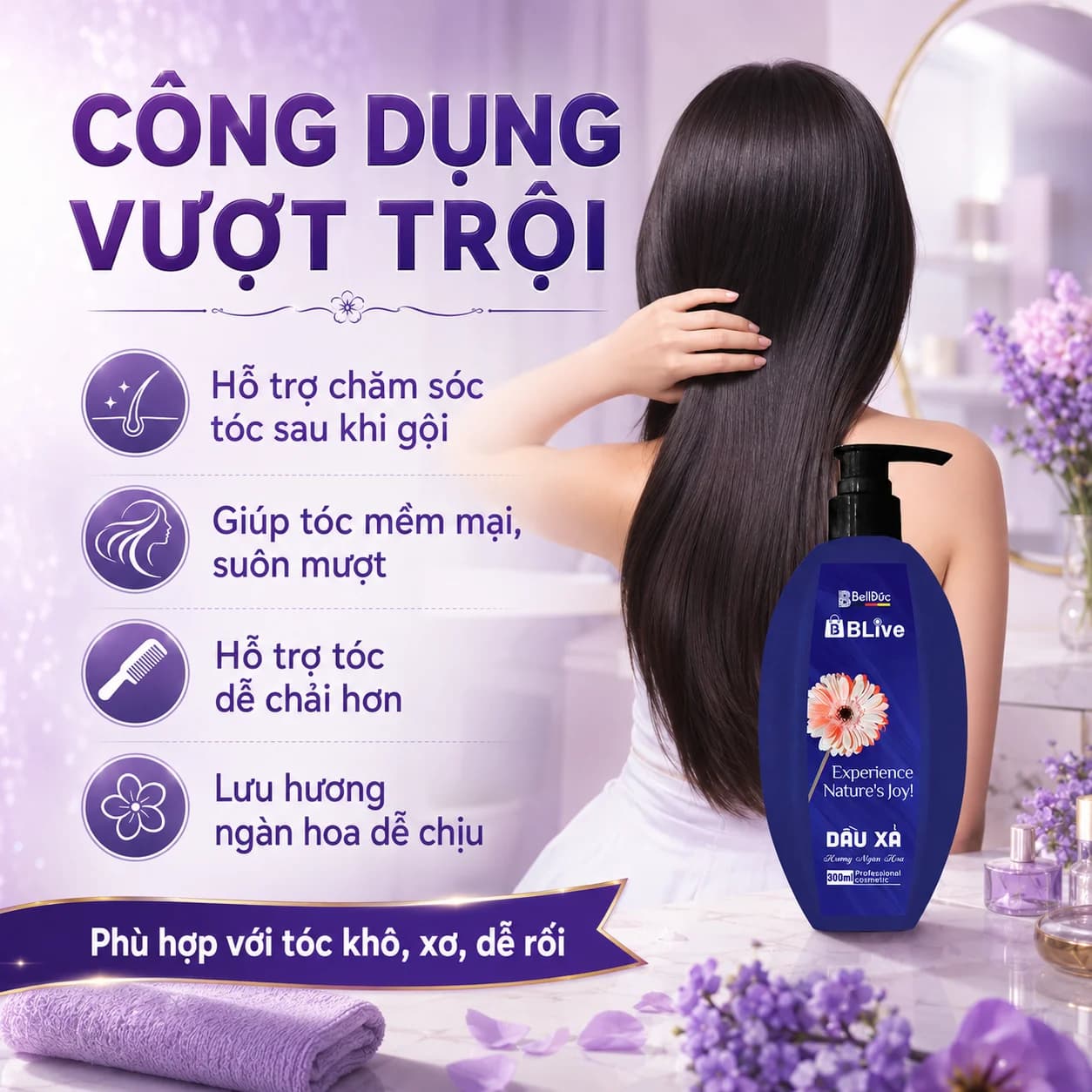 Dầu Xả Cao Cấp Blive Hương Ngàn Hoa 300ml