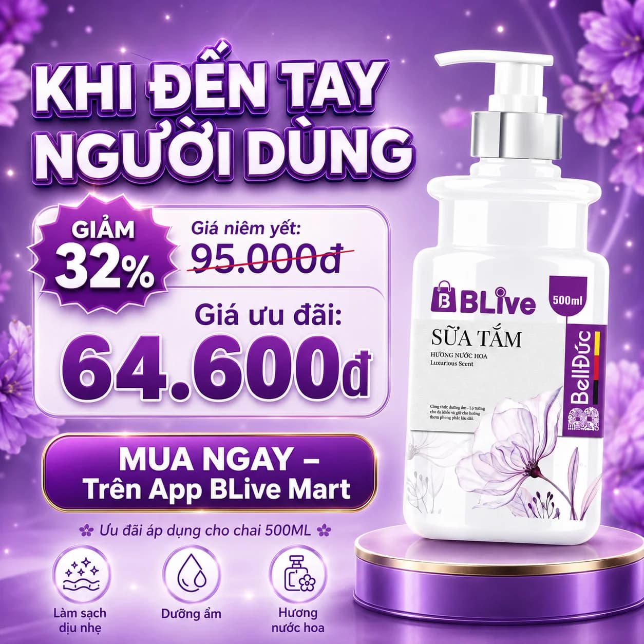 Sữa Tắm Cao Cấp Blive Hương Nước Hoa 500ml