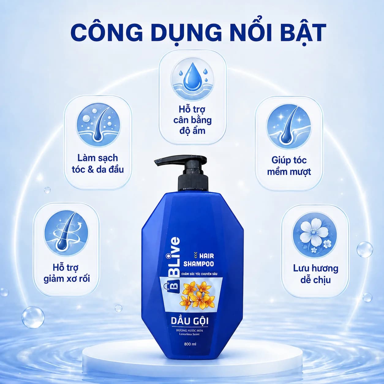 Dầu Gội Cao Cấp Blive Hương Nước Hoa 800ml (Trám Xanh)