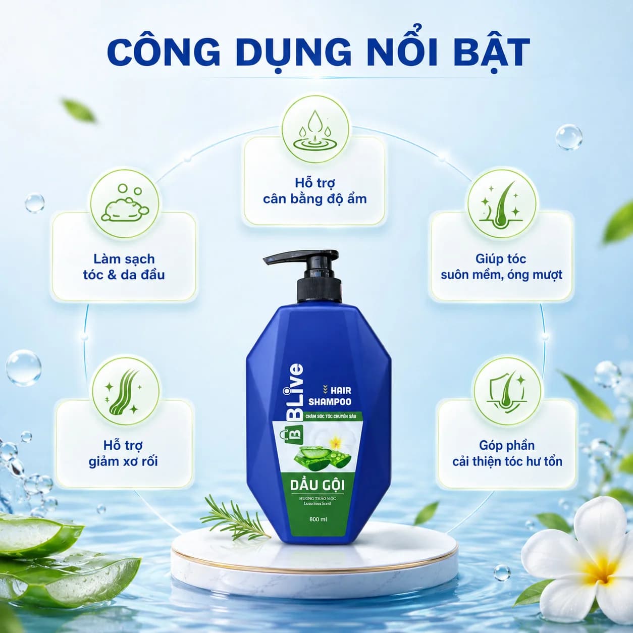 Dầu Gội Cao Cấp Blive Hương Thảo Mộc 800ml (Trám Xanh)