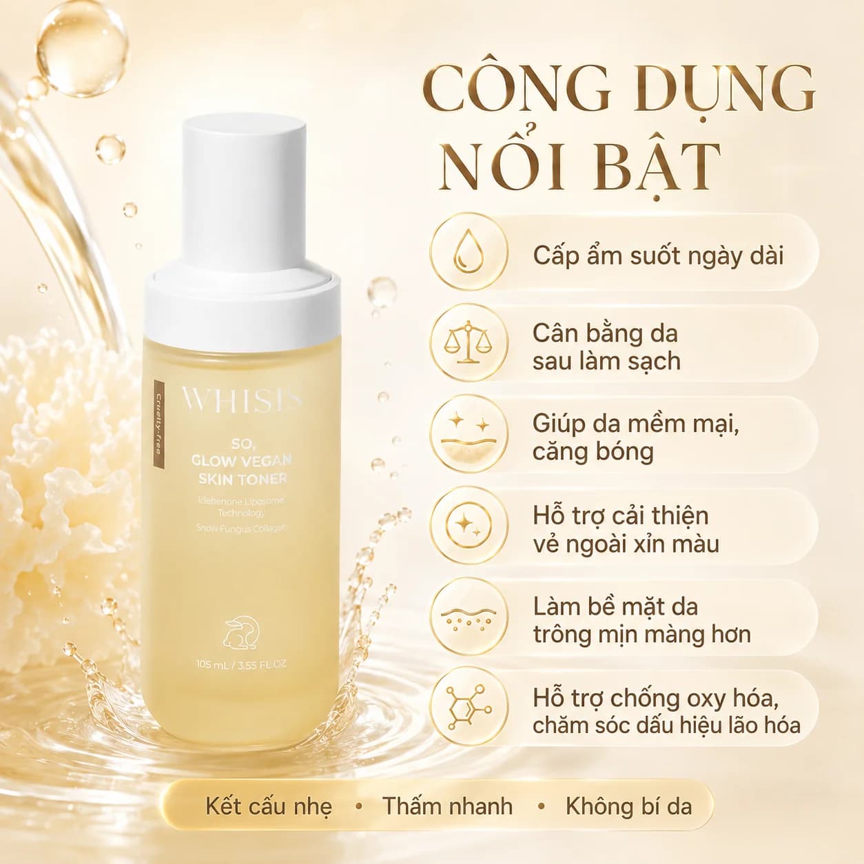 Toner Thuần Chay Cao Cấp WHISIS So, Glow Vegan Skin Toner Thuần Chay 110 ml
