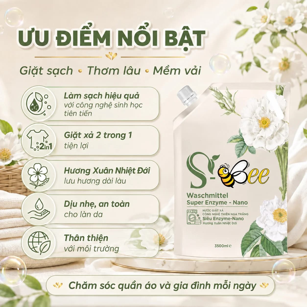 3,5Kg Túi Nước Giặt Xả Dbii Hương Xuân Nhiệt Đới