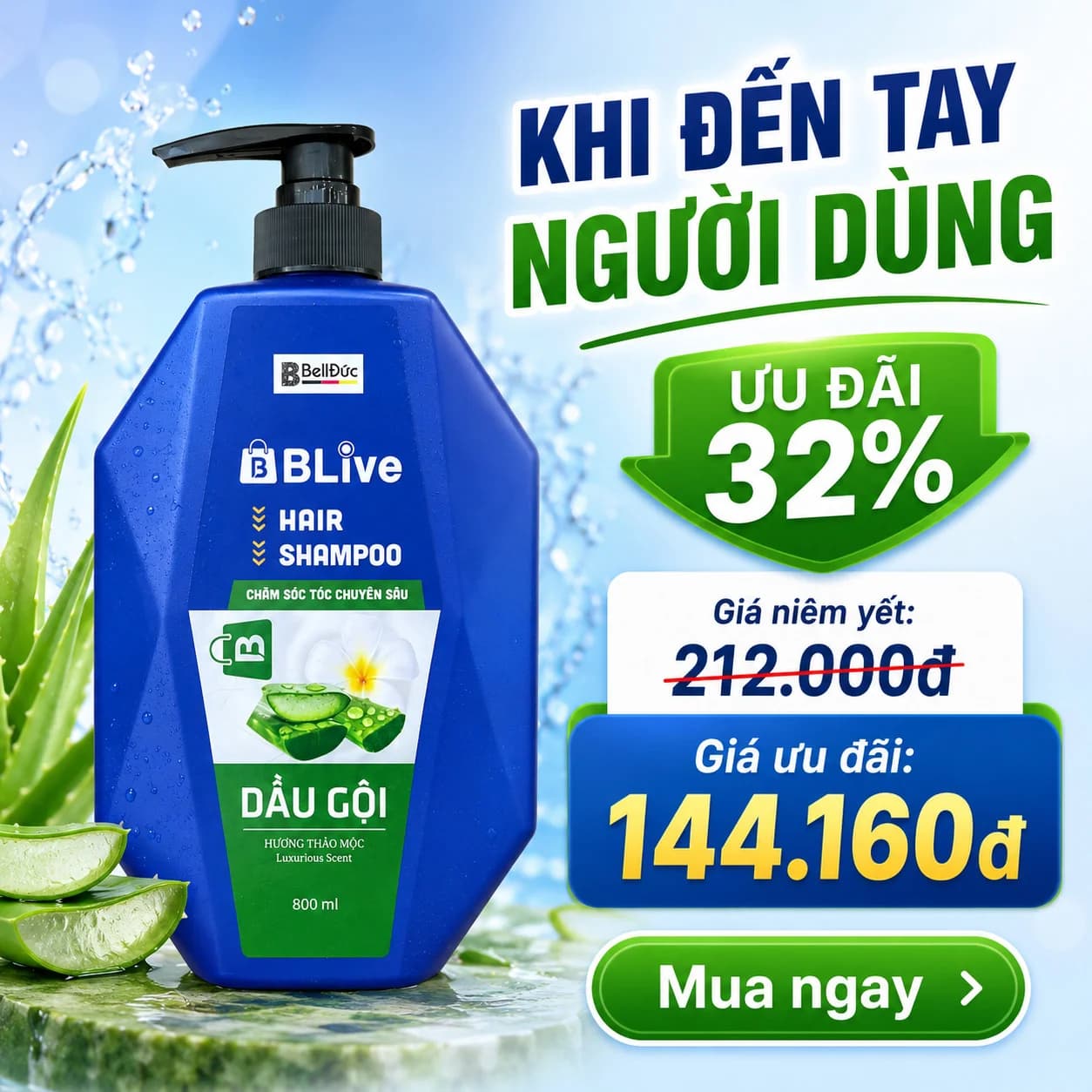 Dầu Gội Cao Cấp Blive Hương Thảo Mộc 800ml (Trám Xanh)