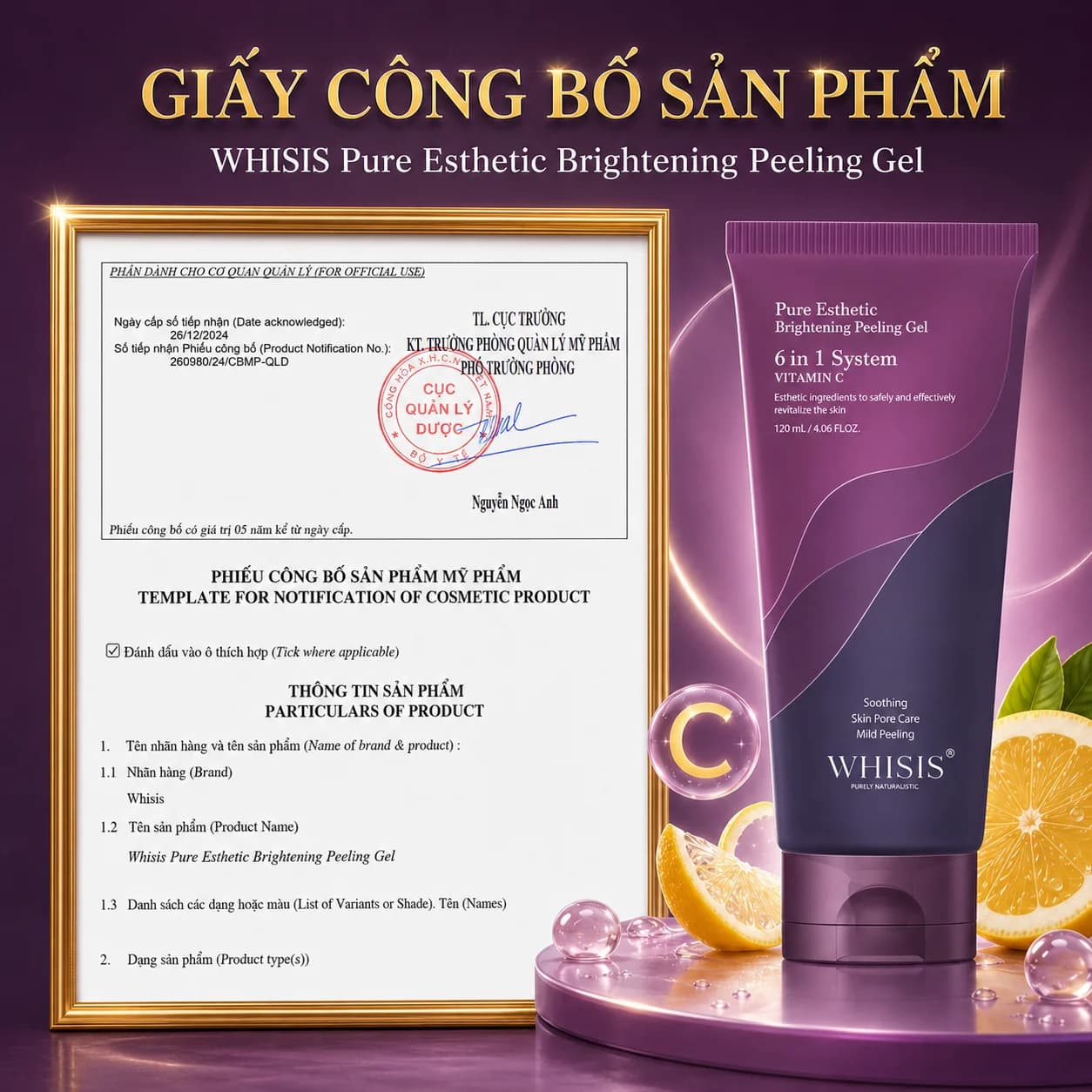 Tẩy Tế Bào Chết Da Mặt Dưỡng Trắng WHISIS Pure Esthetic Brightening Peeling Gel (120ml)