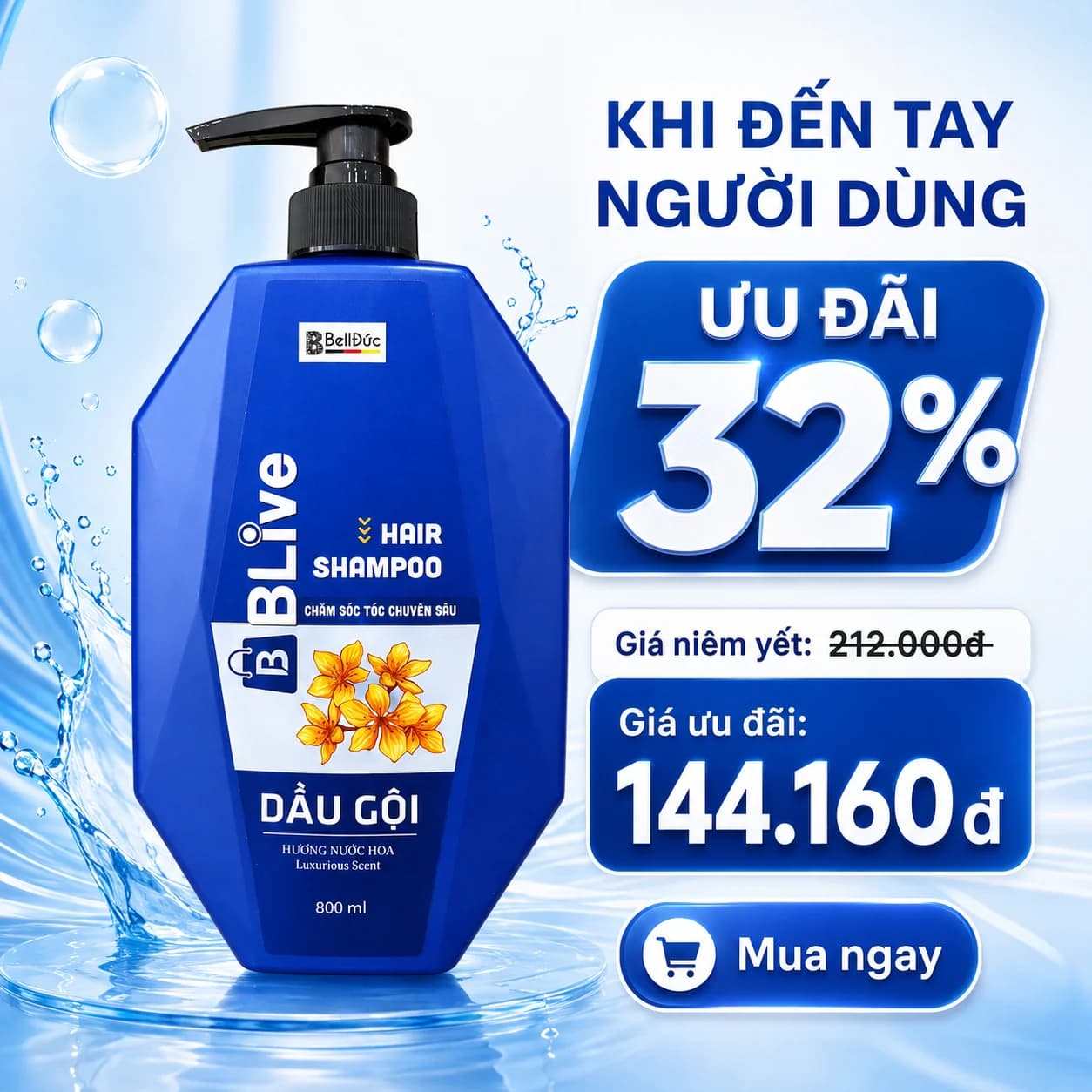 Dầu Gội Cao Cấp Blive Hương Nước Hoa 800ml (Trám Xanh)