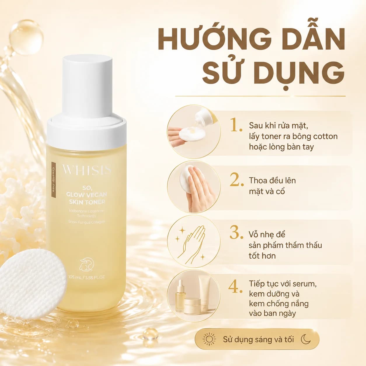 Toner Thuần Chay Cao Cấp WHISIS So, Glow Vegan Skin Toner Thuần Chay 110 ml