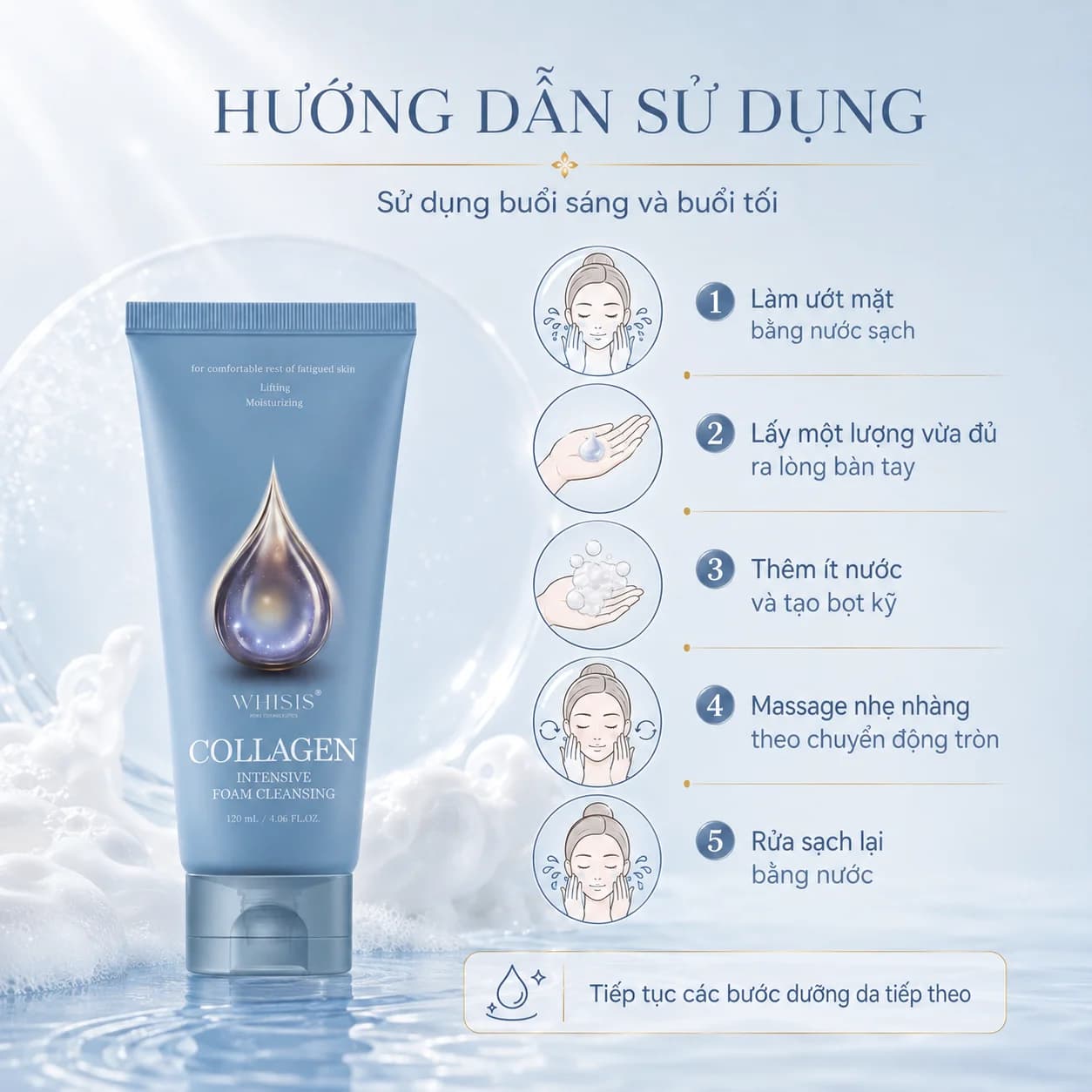 Sữa Rửa Mặt Collagen Cho Da Lão Hóa WHISIS Collagen Intensive Foam Cleansing (120ml)