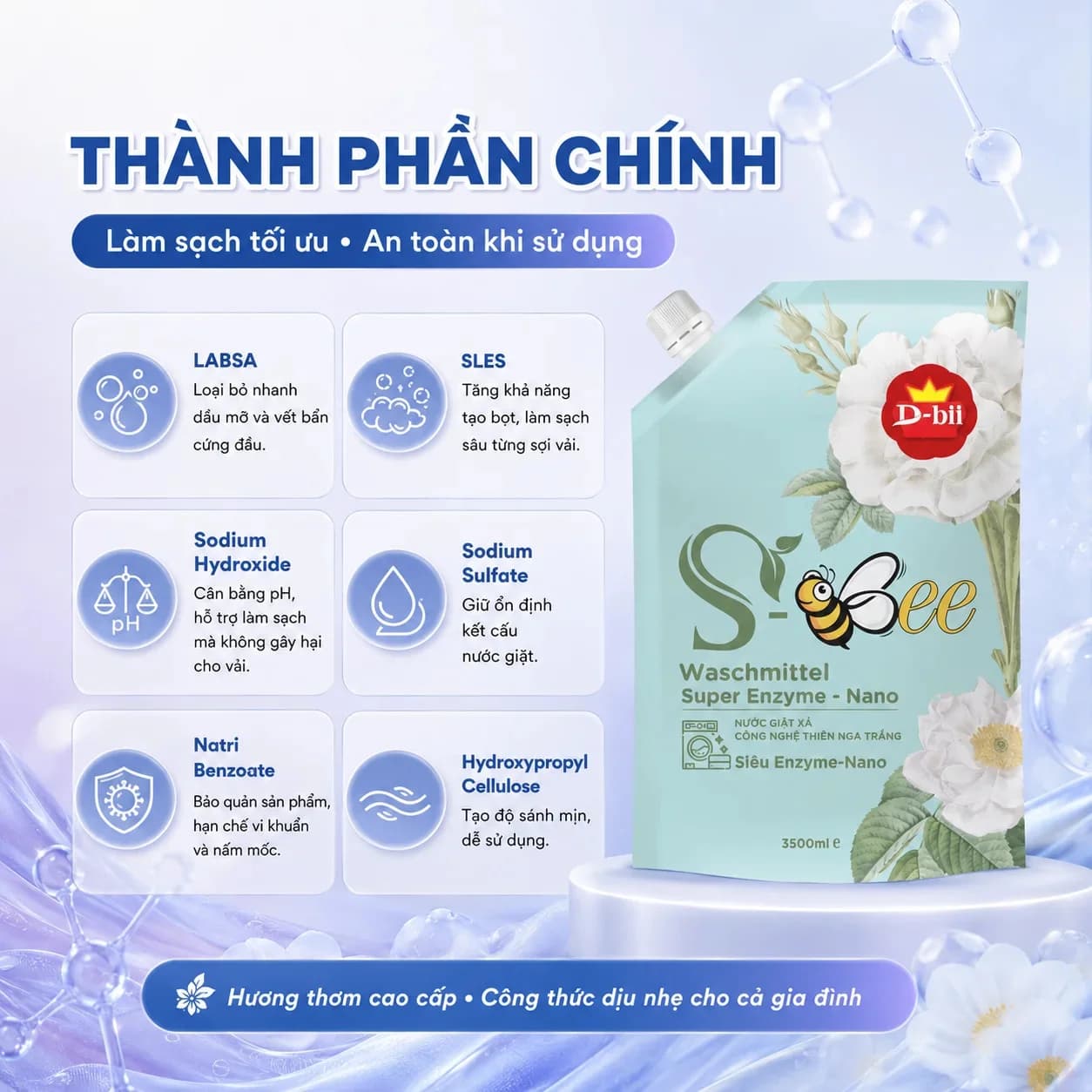 3,5kg Túi Nước Giặt Xả Dbii hương Tình Yêu Gia Đình