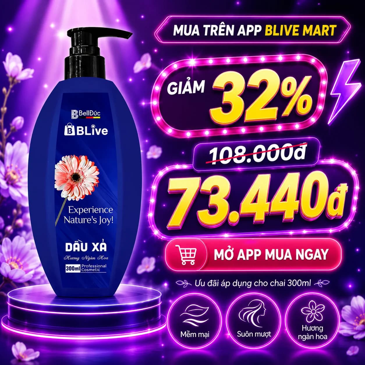 Dầu Xả Cao Cấp Blive Hương Ngàn Hoa 300ml